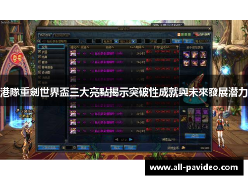 港隊重劍世界盃三大亮點揭示突破性成就與未來發展潜力