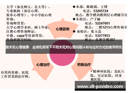 跨文化心理健康：全球化背景下不同文化对心理问题认知与应对方式的差异研究